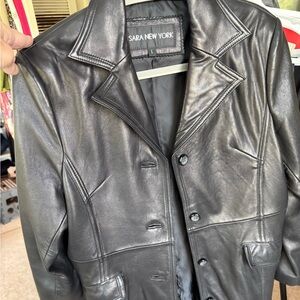 Genuine Leather Black Trench Coat